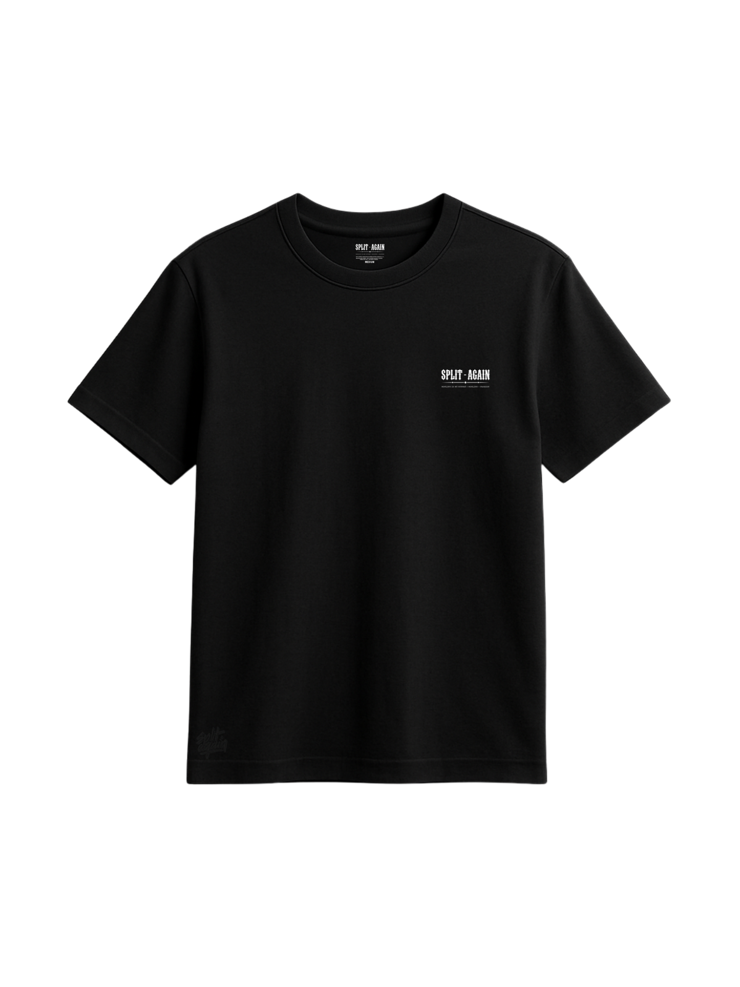 BLACK SPLIT-AGAIN TEE